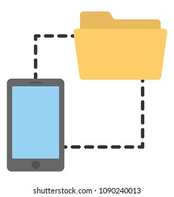 
Mobile phone connected to folder, mobile data storage
