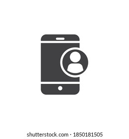 Mobile phone contact vector icon. filled flat sign for mobile concept and web design. User phone contact glyph icon. Symbol, logo illustration. Vector graphics