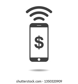 Mobile phone contactless payment method icon - simple flat design isolated on white background, vector