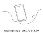 Mobile phone continuous one line drawing simple outline vector illustration design