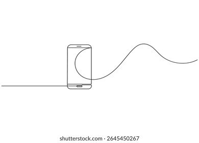 Mobile phone continuous one line drawing and minimalist style isolate outline illustration