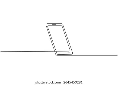 Dibujo continuo de una línea de teléfono móvil e ilustración de contorno aislado de estilo minimalista