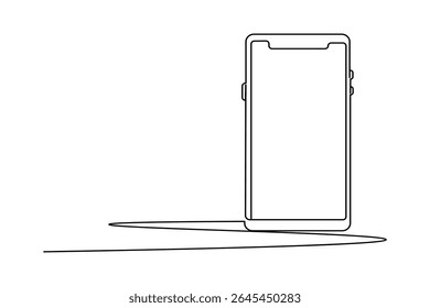 Mobile phone continuous one line drawing and minimalist style isolate outline illustration
