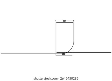 Mobile phone continuous one line drawing and minimalist style isolate outline illustration