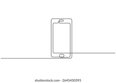 Mobile phone continuous one line drawing and minimalist style isolate outline illustration