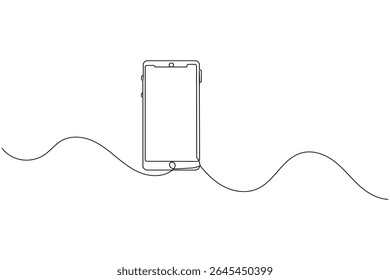 Mobile phone continuous one line drawing and minimalist style isolate outline illustration