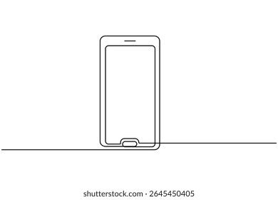 Mobile phone continuous one line drawing and minimalist style isolate outline illustration
