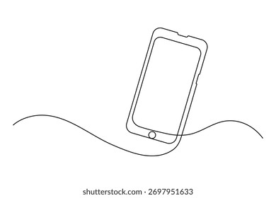 Diseño de Ilustración vectorial de contorno simple de dibujo de una línea de teléfono móvil