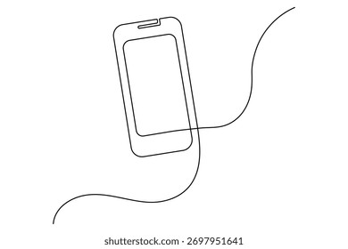 Telefone celular contínuo uma linha desenho simples contorno vetor ilustração design