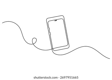 Diseño de Ilustración vectorial de contorno simple de dibujo de una línea de teléfono móvil