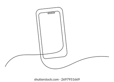 Mobile phone continuous one line drawing simple outline vector illustration design