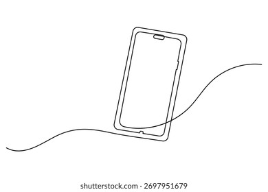 Mobile phone continuous one line drawing simple outline vector illustration design