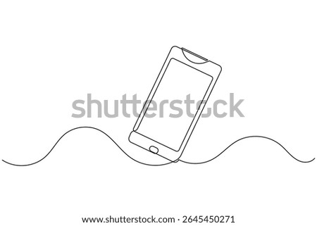 Mobile phone continuous one line drawing and minimalist style isolate outline illustration