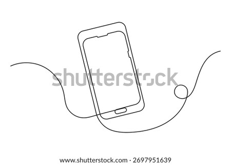 Mobile phone continuous one line drawing simple outline vector illustration design