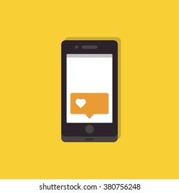 Mobile phone with counter notification. Phone with counter notification. Mobile phone with counter notification flat icon. Smartphone icon