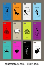 Mobile phone cover back , 12 funny animals for your design