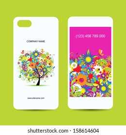 Mobile phone cover back and screen, floral tree for your design