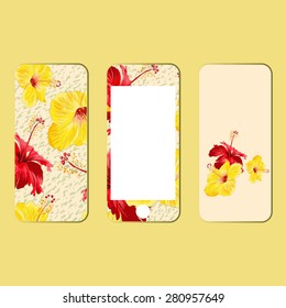 Mobile phone cover back and screen, pattern. Watercolor paint. Vector illustration, template for case.