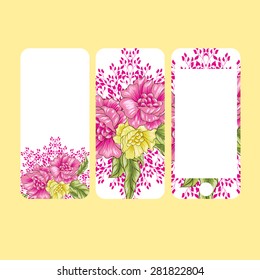 Mobile phone cover back and screen, pattern. Watercolor paint. Vector illustration, template for case.