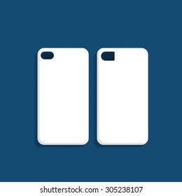 Mobile phone cover back and screen, mockup. Vector illustration, template for phone case.