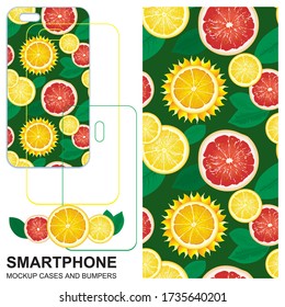 Mobile phone cover design. Bright wavy pattern of colorful balls. Vibrant round dots for decoration. Diamonds stripe, Mobile phone cover back. Vector backgrounds ready for print.