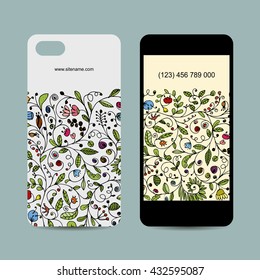 Mobile phone cover design. Floral ornament. Vector illustration