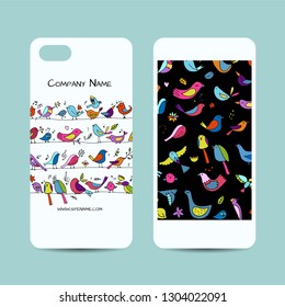 Mobile phone cover design, funny birds background