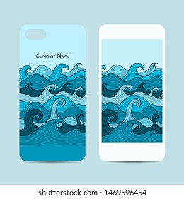 Mobile phone cover design, sea waves background