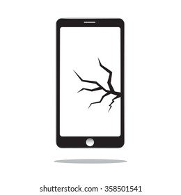 Mobile phone with crack screen vector