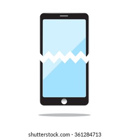 Mobile phone with crack screen vector
