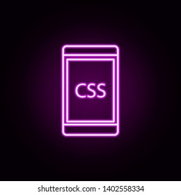 mobile phone CSS neon icon. Elements of online and web set. Simple icon for websites, web design, mobile app, info graphics