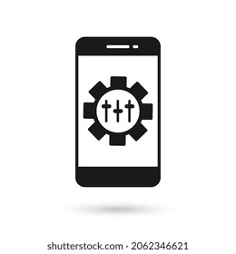 Mobile phone with Customisation flat design icon.