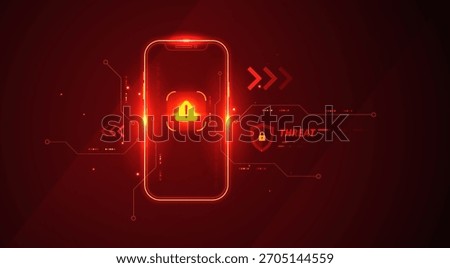 Mobile Phone Data Security Threat - Cyber Attack and Hack Warning Concept on Digital Internet Alert Screen Vector