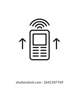 Mobile Phone With Data Transmission And Uploading Arrows Graphic Icon