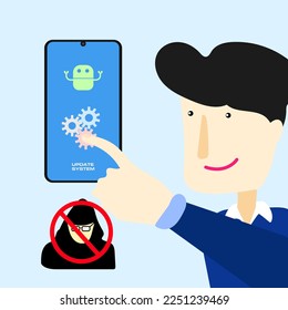 
mobile phone data update vector illustration