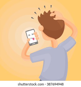 The mobile phone is dead. Low battery warning.