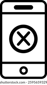 Mobile phone with delete button icon . vector and not AI. Replaceable vector design.