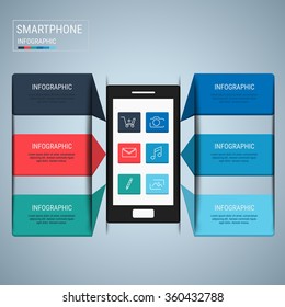Mobile phone design elements infographic template. Vector Illustration.