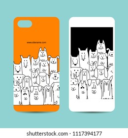 Mobile phone design, funny dogs family