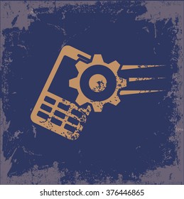 Mobile phone design on old paper background,vector