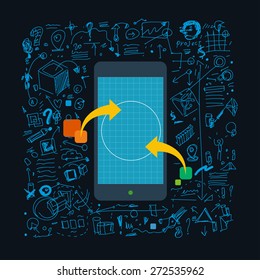 Mobile phone development vector illustration