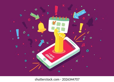 Mobile phone device calendar notification vector