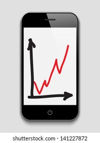 Mobile phone with diagram. Vector eps10