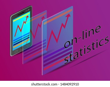 Mobile phone. Digital business analysis. Infographic element. 3d isometric illustration. 3d mobile telefon for concept design.