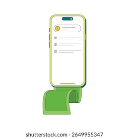 Mobile Phone with Digital Receipt or Bill Vector Illustration