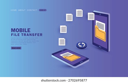 Mobile phone and digital tablet File transfer concept