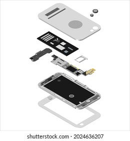 mobile phone disassembled gray vector