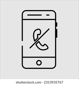 teléfono móvil con una imagen vectorial de icono de llamada desconectada