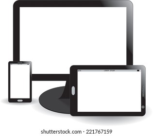 Mobile phone, display and tablet. EPS10 vector illustration