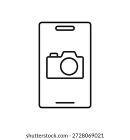Telefone celular exibindo um ícone de câmera na tela